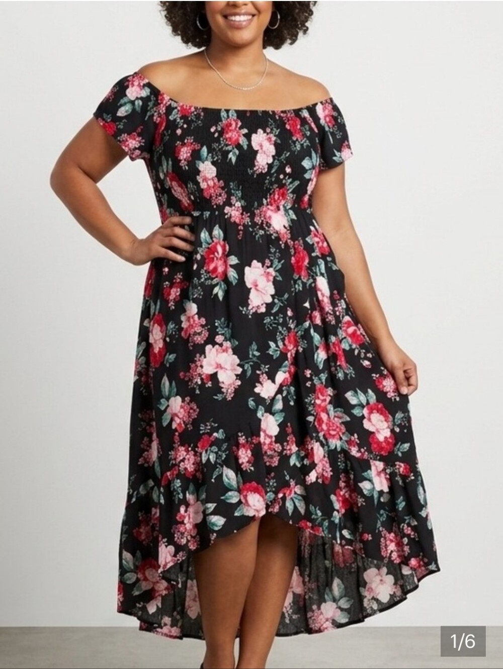 Torrid Off The Shoulder Floral High-low Dress